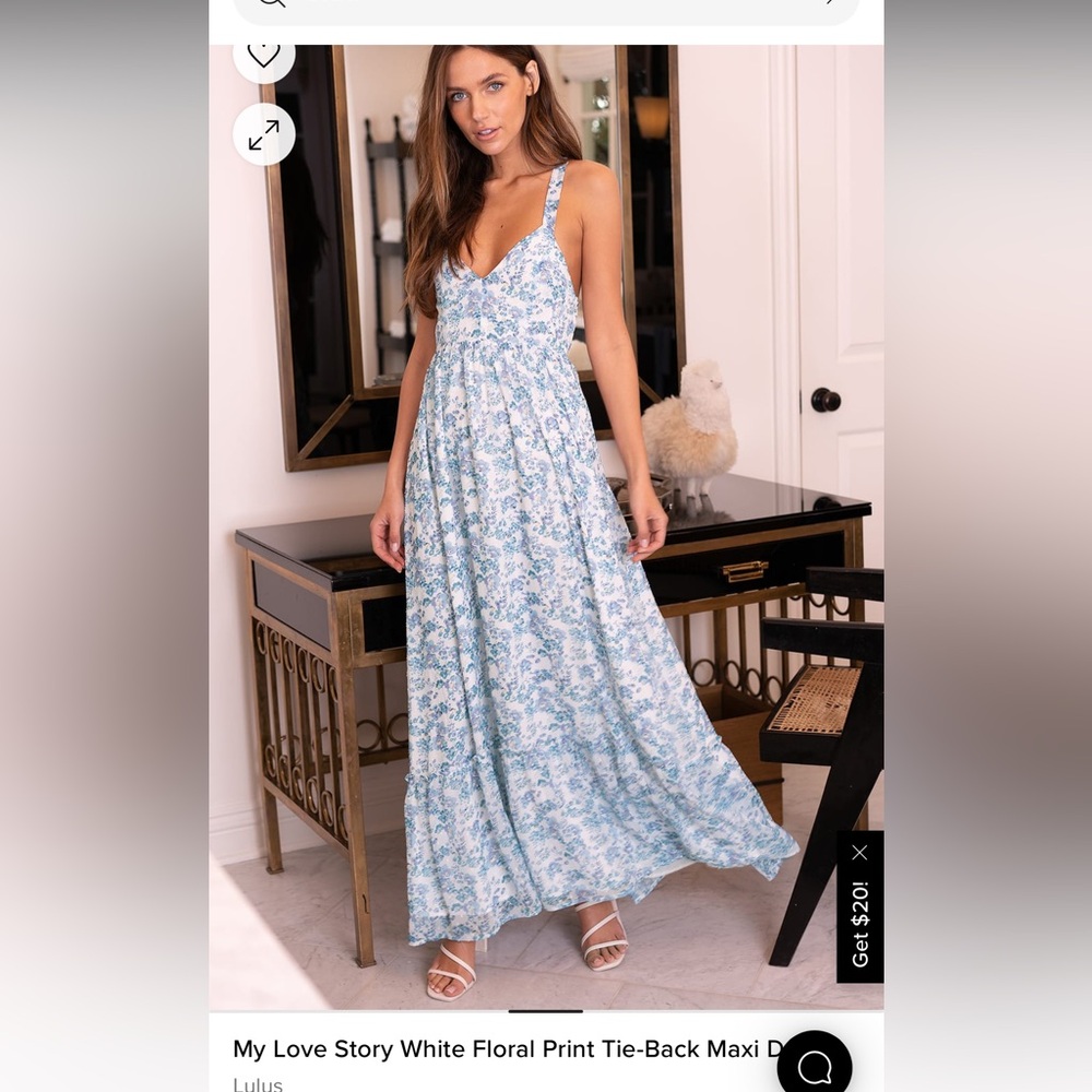 Lulus My Love Story White Floral Print Tie-Back Maxi Dress
